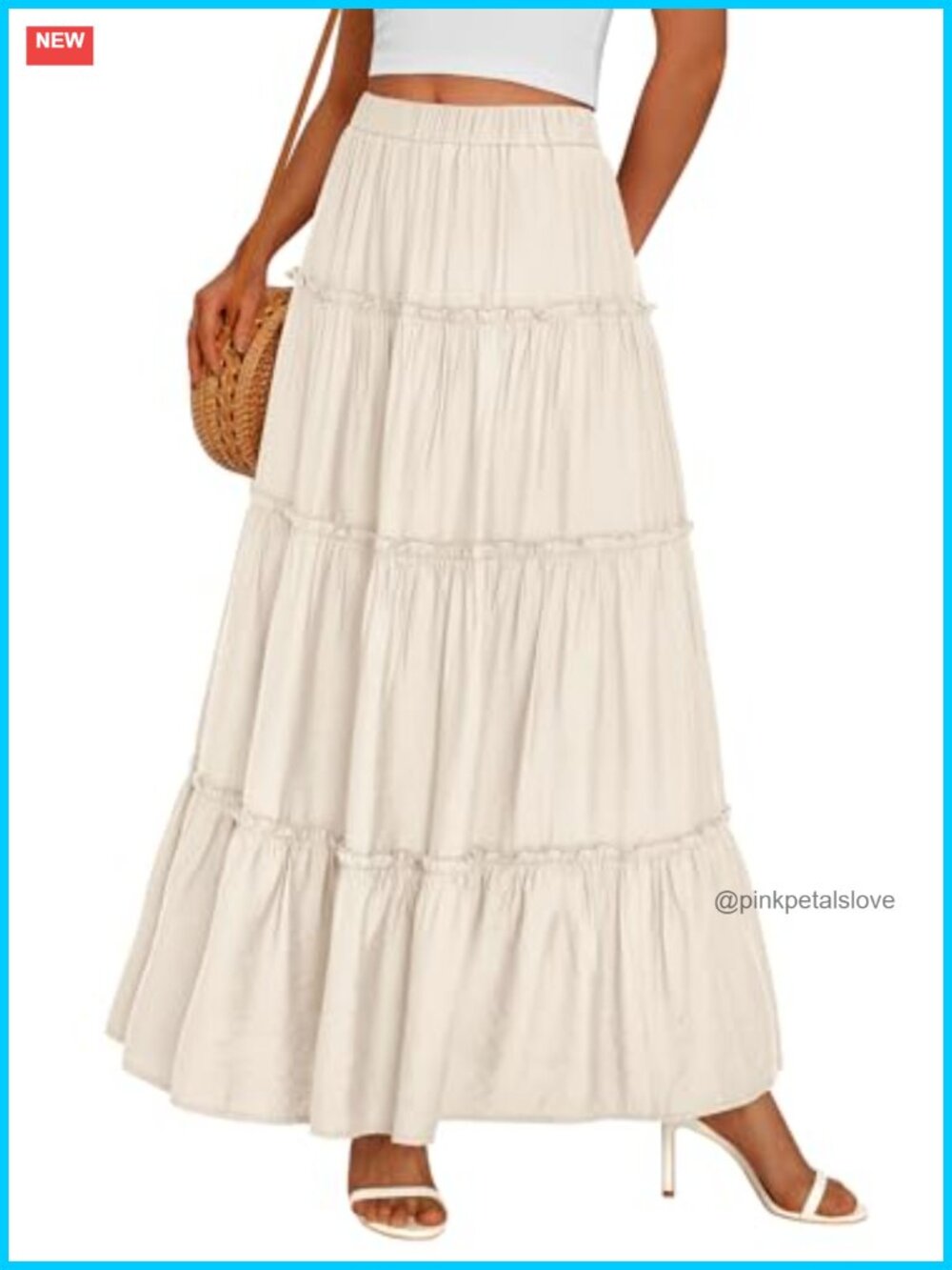 Flowy A-Line Tiered Maxi Skirt with Pockets for Women